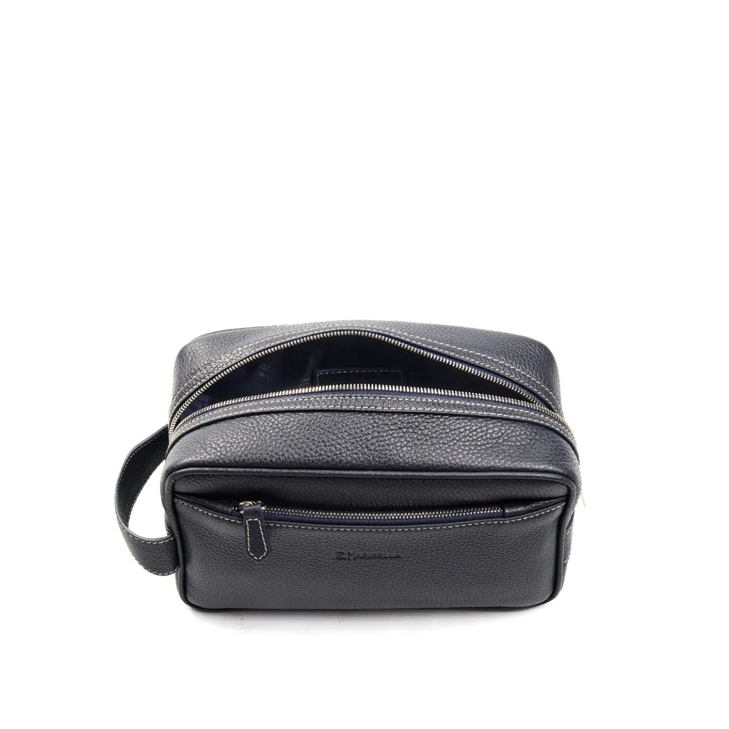 BEAUTY CASE DA UOMO BLU In pelle martellata