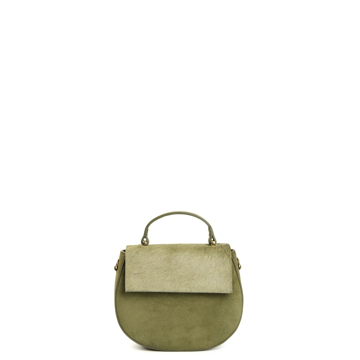 BORSA MINI CLEO VERDE OLIVA In camoscio e cavallino
