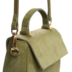 BORSA MINI CLEO VERDE OLIVA In camoscio e cavallino