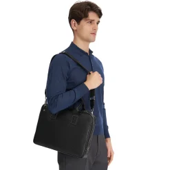 BORSA PORTA PC NERA In pelle martellata