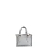 BORSA SHOPPING MINI AZZURRO POLVERE In pelle martellata