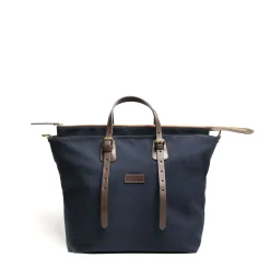 BORSA WEEKEND BLU SCURO In tela con rifinitute in pelle