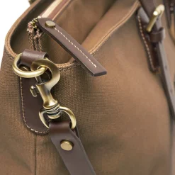 BORSA WEEKEND MARRONE SCURO In tela con rifiniture in pelle