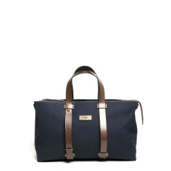 BORSONE WEEKEND BLU SCURO In tela con rifiniture in pelle