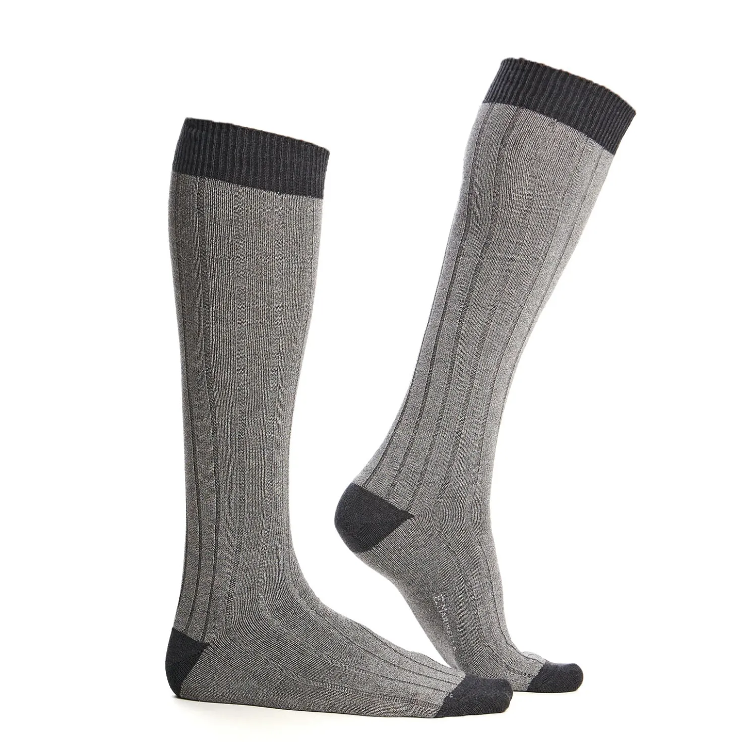 CALZE LUNGHE BICOLORE GRIGIO CHIARO E SCURO IN COTONE Tinta unita