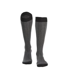CALZE LUNGHE BICOLORE GRIGIO E NERO IN COTONE Tinta unita