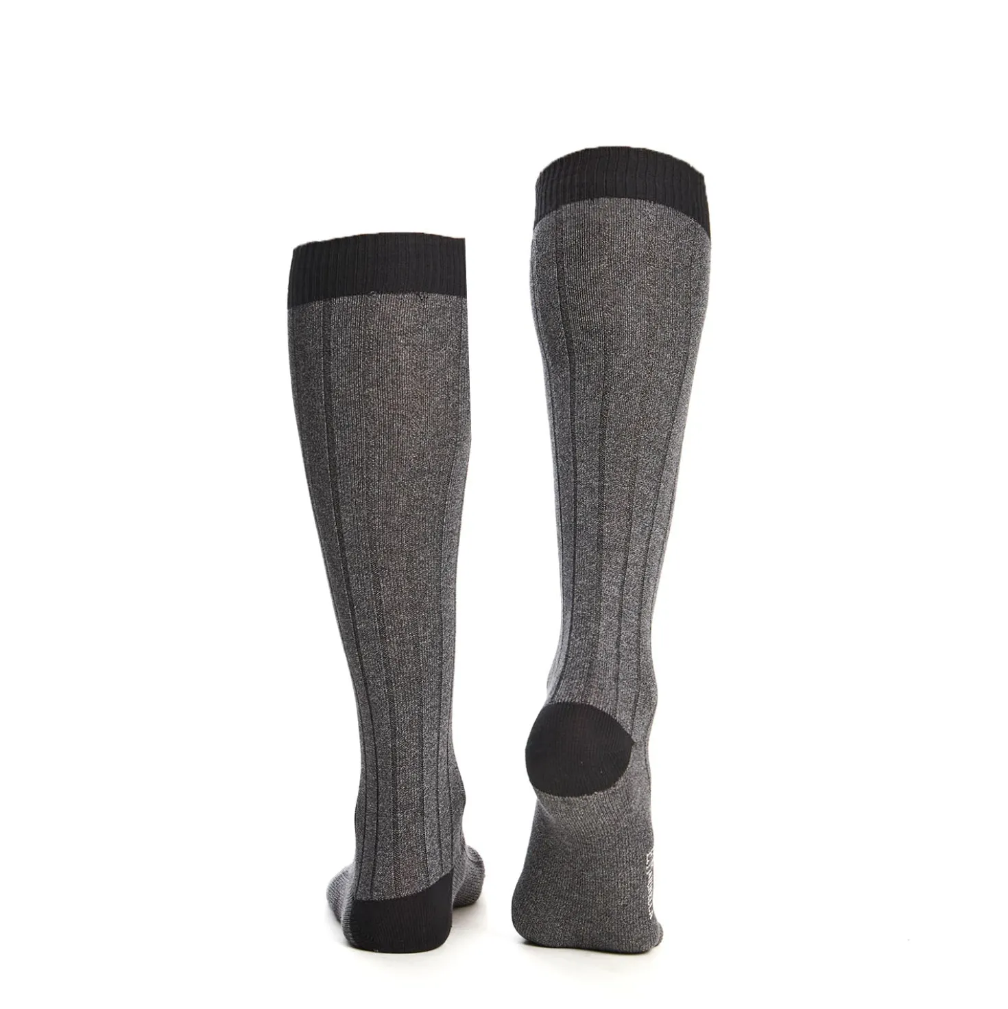CALZE LUNGHE BICOLORE GRIGIO E NERO IN COTONE Tinta unita