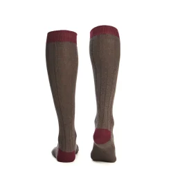 CALZE LUNGHE BICOLORE MARRONE E BORDEAUX IN COTONE Tinta unita