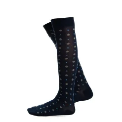 CALZE LUNGHE BLU SCURO IN COTONE Microfantasia fiore