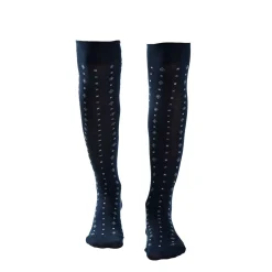 CALZE LUNGHE BLU SCURO IN COTONE Microfantasia fiore