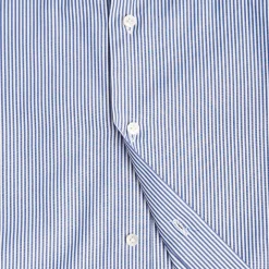 CAMICIA CLASSICA A RIGHE BIANCO E BLU SLIM In cotone popeline