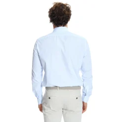 CAMICIA CLASSICA RIGHE BIANCO E AZZURRO REGULAR In cotone popeline