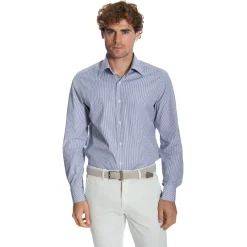 CAMICIA CLASSICA RIGHE BIANCO E BLU REGULAR In cotone popeline