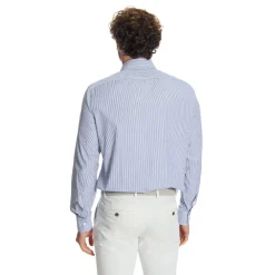 CAMICIA CLASSICA RIGHE BIANCO E BLU REGULAR In cotone popeline