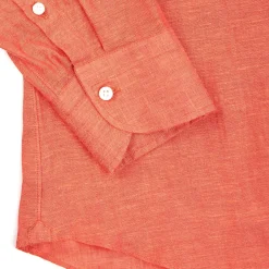 CAMICIA IN LINO ARANCIONE Con bottoni in madreperla