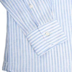 CAMICIA IN LINO BIANCA E AZZURRA Rigata