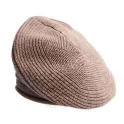 CAPPELLO BASCO A RIGHE MARRONE SCURO In cashmere
