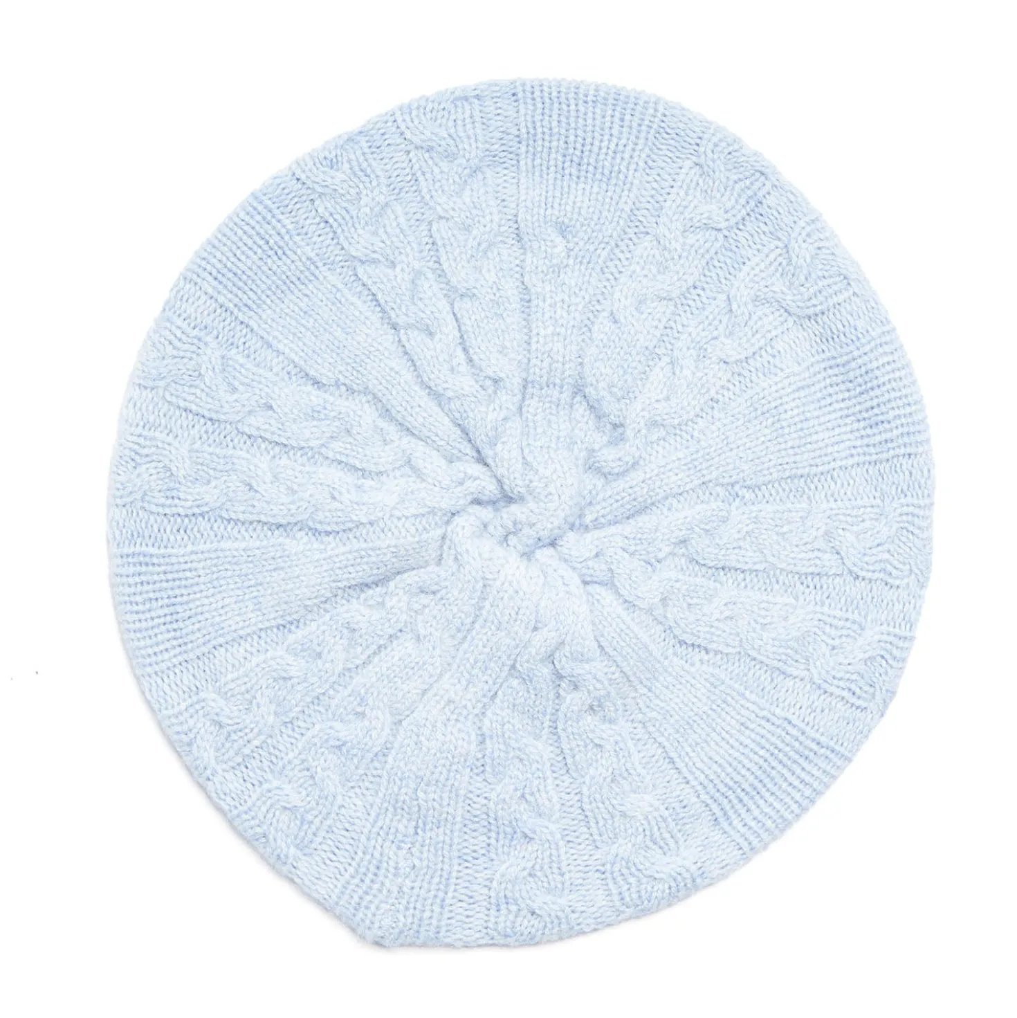 CAPPELLO BASCO A TRECCE AZZURRO In cashmere