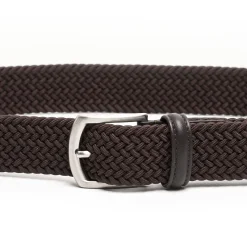 CINTURA ELASTICA INTRECCIATA TESTA MORO Con finiture in pelle 35 mm