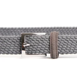 CINTURA INTRECCIATA IN LANA GRIGIO CHIARO Con finiture in camoscio