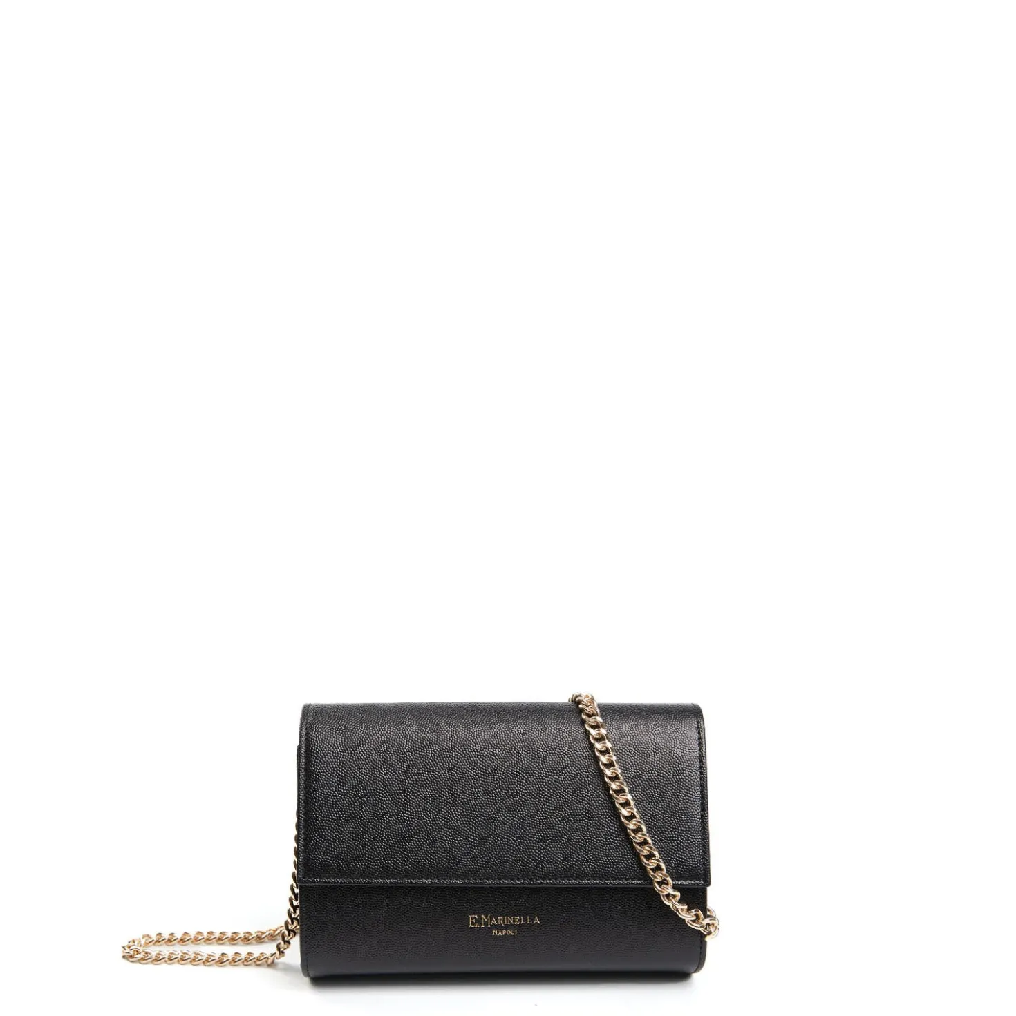 CLUTCH BAG NERA In pelle bottolata