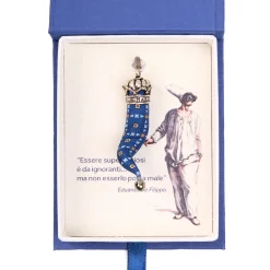 CORNETTO BLU In seta e argento