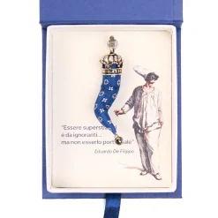 CORNETTO BLU In seta e argento