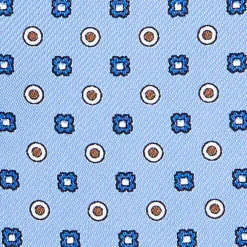 CRAVATTA ASCOT IN SETA AZZURRA Microfantasia fiore