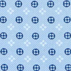CRAVATTA ASCOT IN SETA AZZURRA Microfantasia fiore