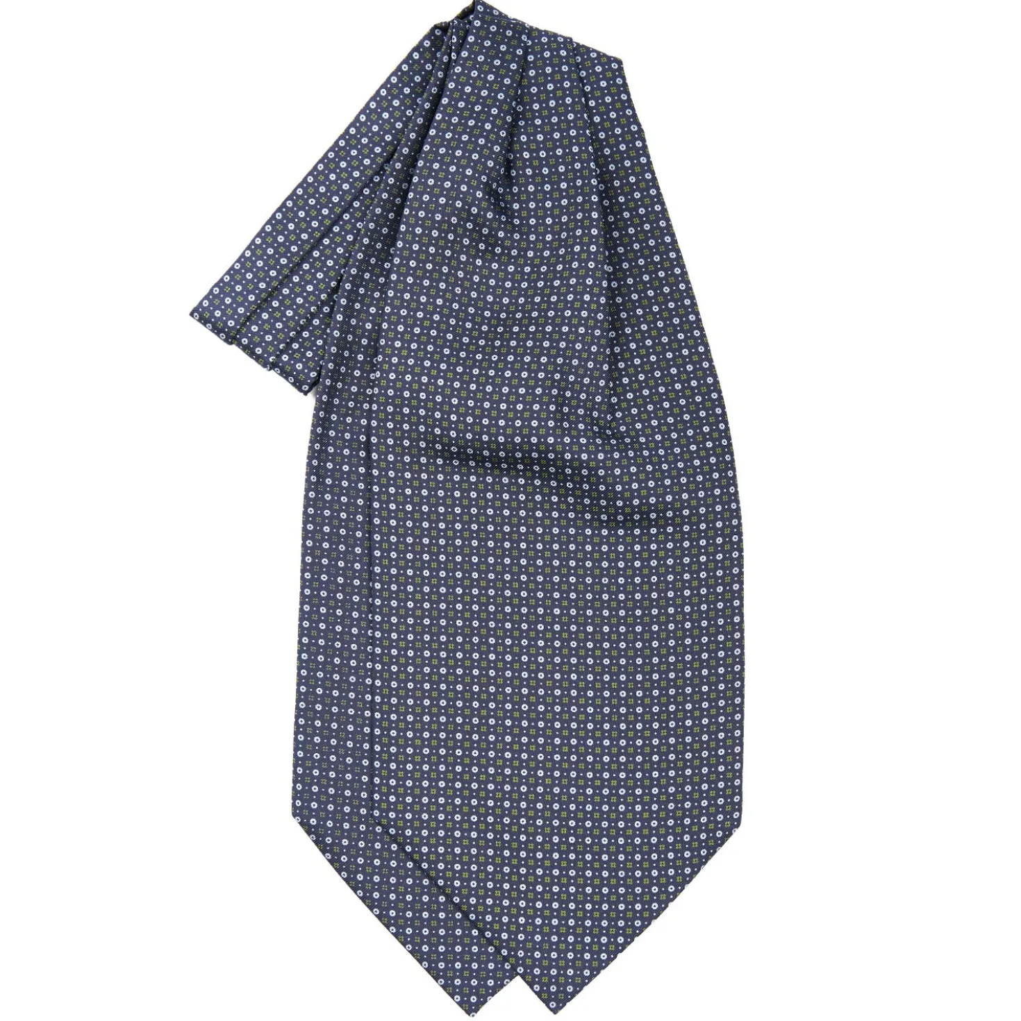 CRAVATTA ASCOT IN SETA BLU SCURO Microfantasia fiore
