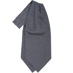 CRAVATTA ASCOT IN SETA BLU SCURO Microfantasia fiore