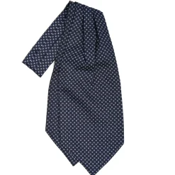 CRAVATTA ASCOT IN SETA BLU SCURO Microfantasia fiore