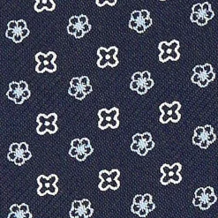 CRAVATTA ASCOT IN SETA BLU SCURO Microfantasia fiore