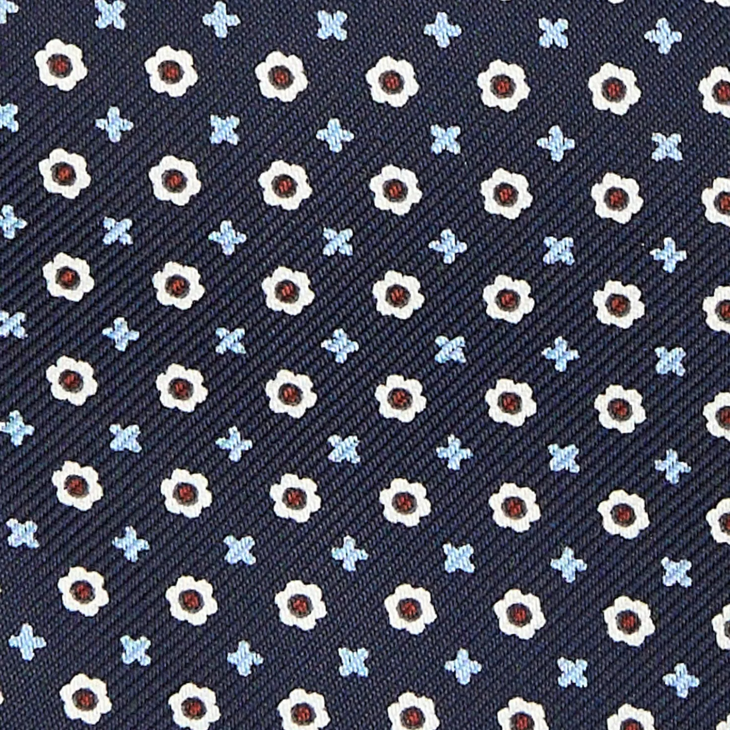 CRAVATTA ASCOT IN SETA BLU SCURO Microfantasia fiore