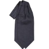 CRAVATTA ASCOT IN SETA BLU SCURO Microfantasia fiore
