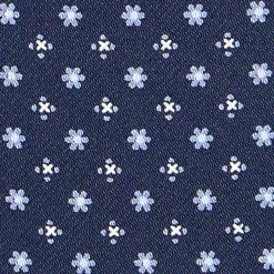 CRAVATTA ASCOT IN SETA BLU SCURO Microfantasia fiore