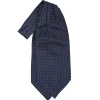 CRAVATTA ASCOT IN SETA BLU SCURO Microfantasia fiore