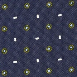 CRAVATTA ASCOT IN SETA BLU SCURO Microfantasia fiore