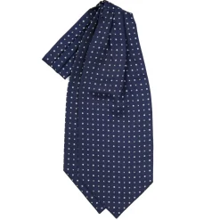 CRAVATTA ASCOT IN SETA BLU SCURO Microfantasia fiore