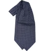 CRAVATTA ASCOT IN SETA BLU SCURO Microfantasia fiore