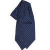 CRAVATTA ASCOT IN SETA BLU SCURO Microfantasia fiore