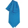 CRAVATTA ASCOT IN SETA BLU MEDIO Microfantasia fiore