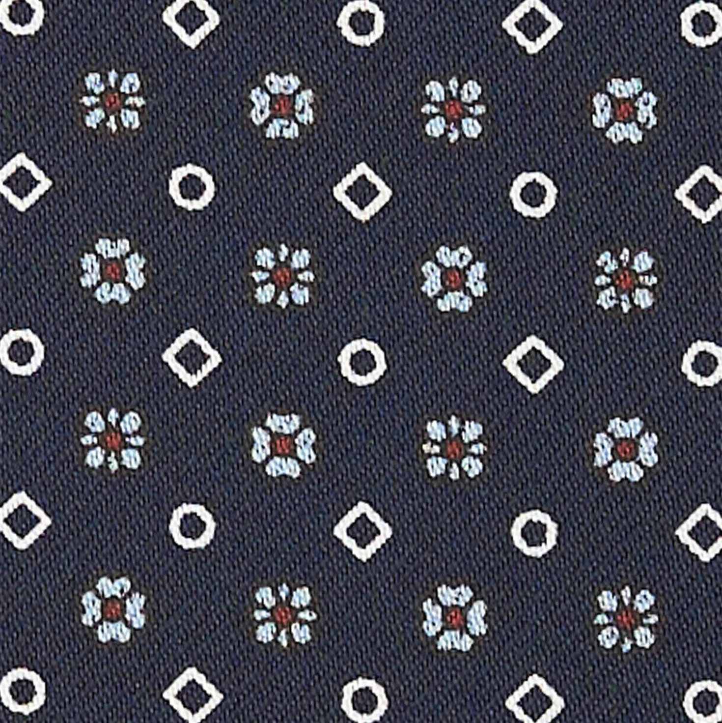 CRAVATTA ASCOT IN SETA BLU SCURO Microfantasia fiore