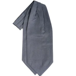 CRAVATTA ASCOT IN SETA GRIGIO SCURO Microfantasia fiore