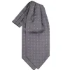 CRAVATTA ASCOT IN SETA GRIGIO SCURO Microfantasia fiore