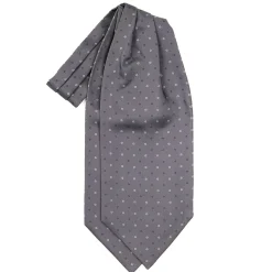 CRAVATTA ASCOT IN SETA GRIGIO SCURO Microfantasia fiore