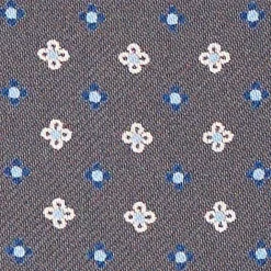 CRAVATTA ASCOT IN SETA GRIGIO SCURO Microfantasia fiore