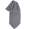 CRAVATTA ASCOT IN SETA GRIGIO SCURO Microfantasia fiore