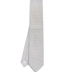 CRAVATTA CERIMONIA IN SETA JACQUARD GRIGIO CHIARO Microfantasia geometrica