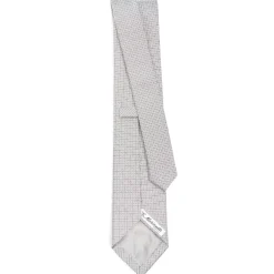 CRAVATTA CERIMONIA IN SETA JACQUARD GRIGIO CHIARO Microfantasia geometrica
